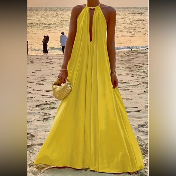 Boho party formal spring summer halter maxi dress - Picture 5 of 11